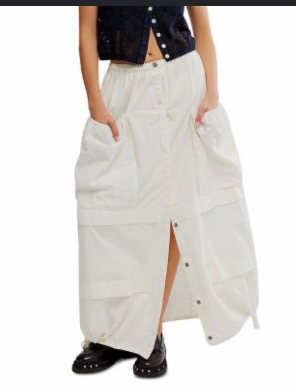 Free People Ivory Parachute Balloon Maxi Skirt, Size S